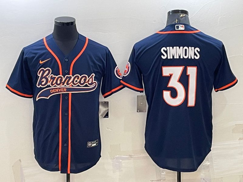 Men Denver Broncos #31 Simmons Blue 2022 Nike Co branded NFL Jersey